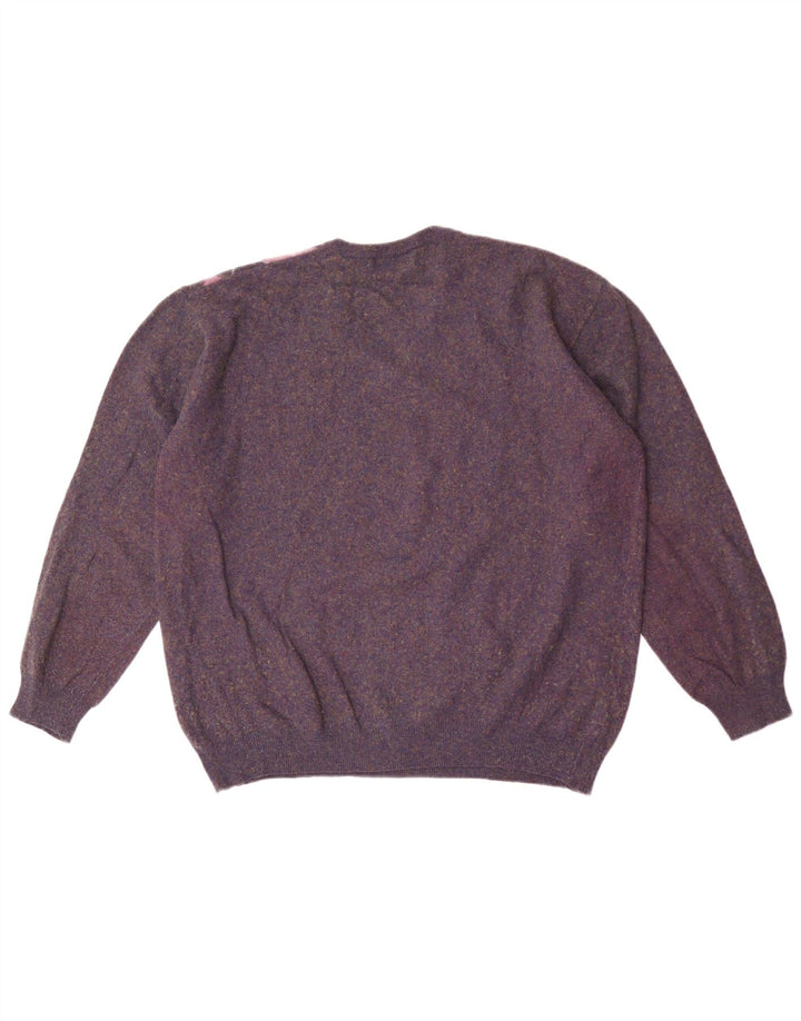 Il Granchio Maglione da uomo con scollo a V grande viola a rombi/diamante