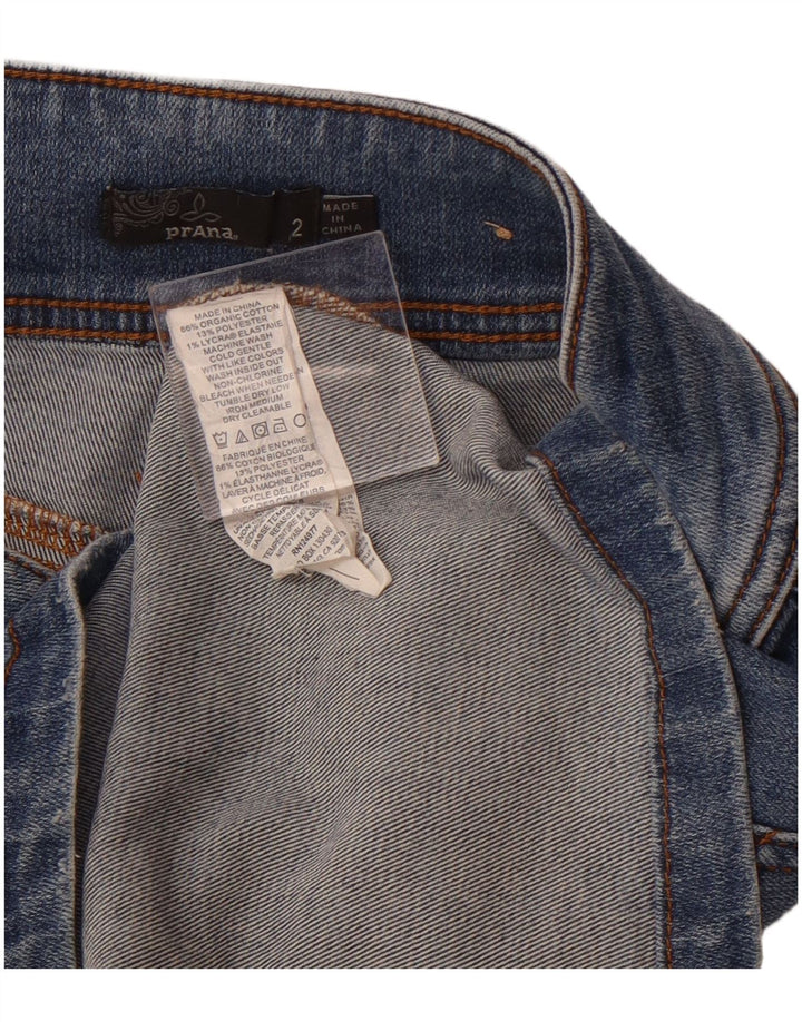 Gonna di jeans a vita alta da donna PRANA us 2 XS W26 cotone blu