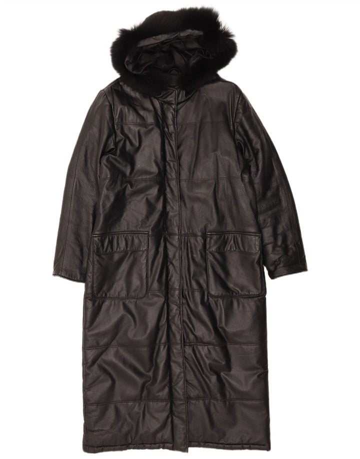 Cappotto in pelle con cappuccio da donna Privilegi IT 46 Large Nero