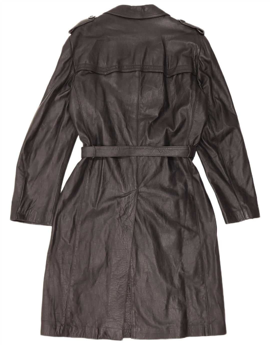 Cappotto in pelle da uomo vintage UK 38 in pelle nera media