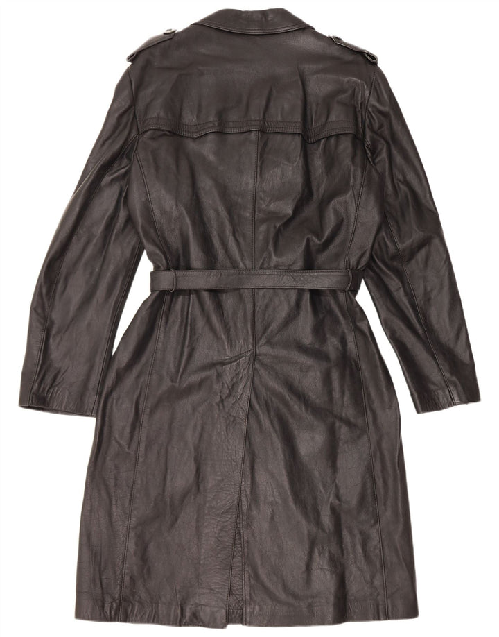 Cappotto in pelle da uomo vintage UK 38 in pelle nera media