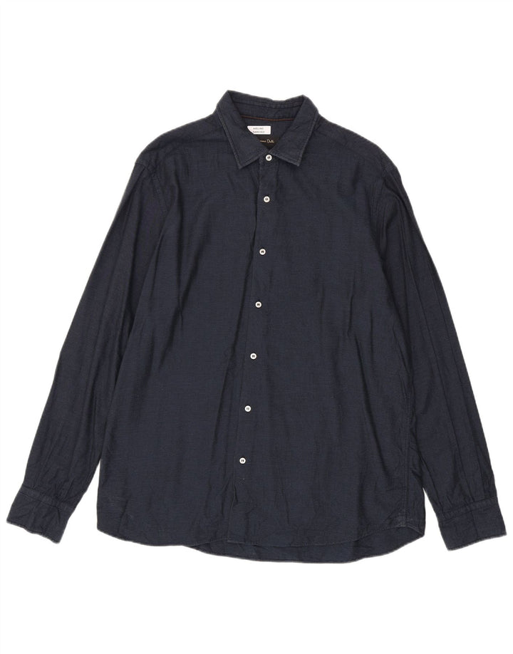 Camicia da uomo in flanella Massimo Dutti XL in cotone blu navy