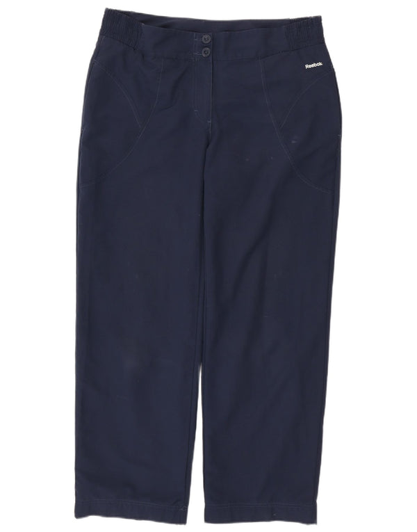 Pantaloni chino dritti da donna REEBOK grandi W34 L30 poliestere blu navy