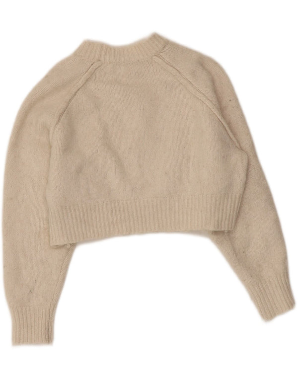Maglione corto con scollo a barca oversize da donna Zara UK 10 piccolo Beige