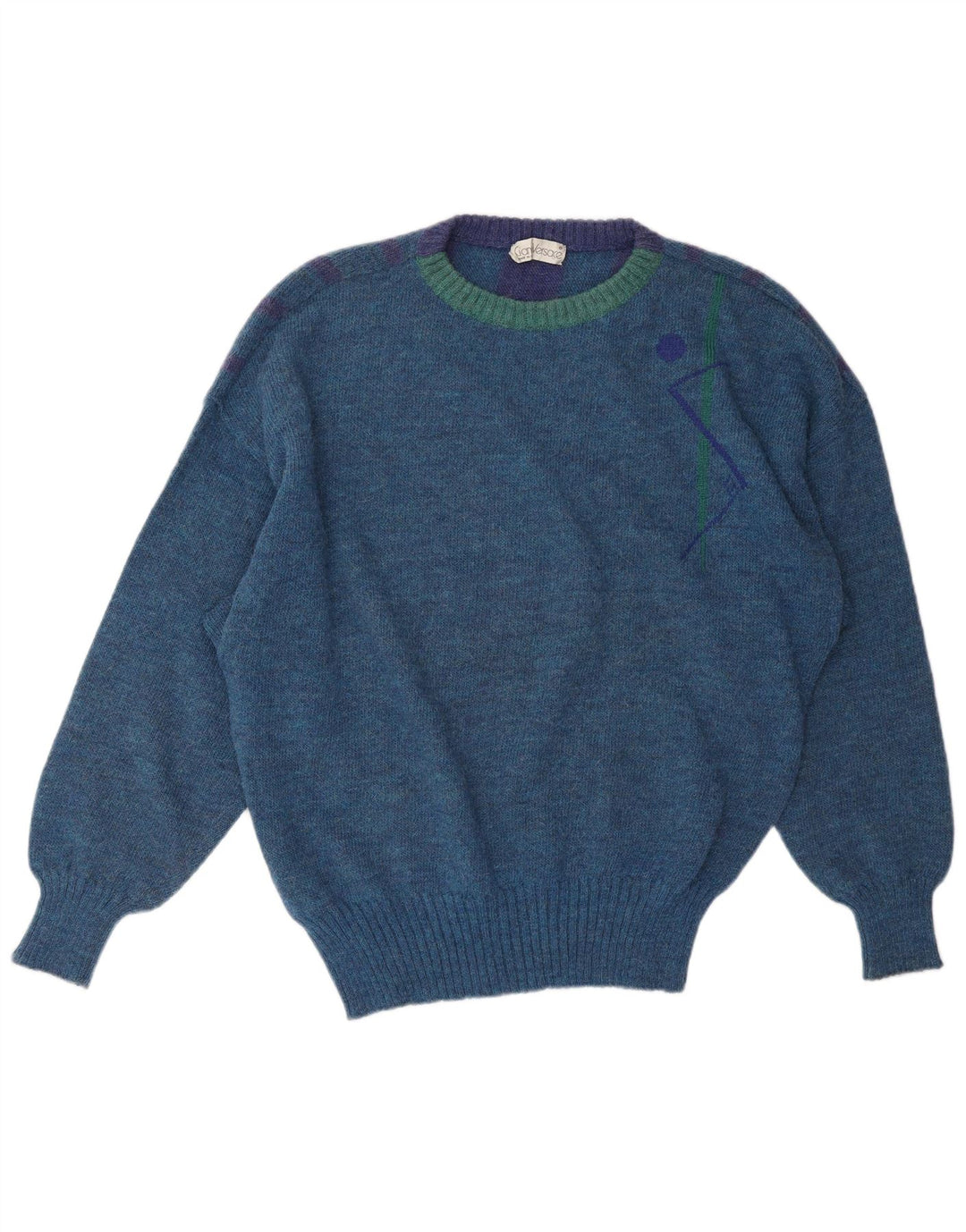 GIANNI VERSACE Maglione da uomo girocollo grande classico a righe blu