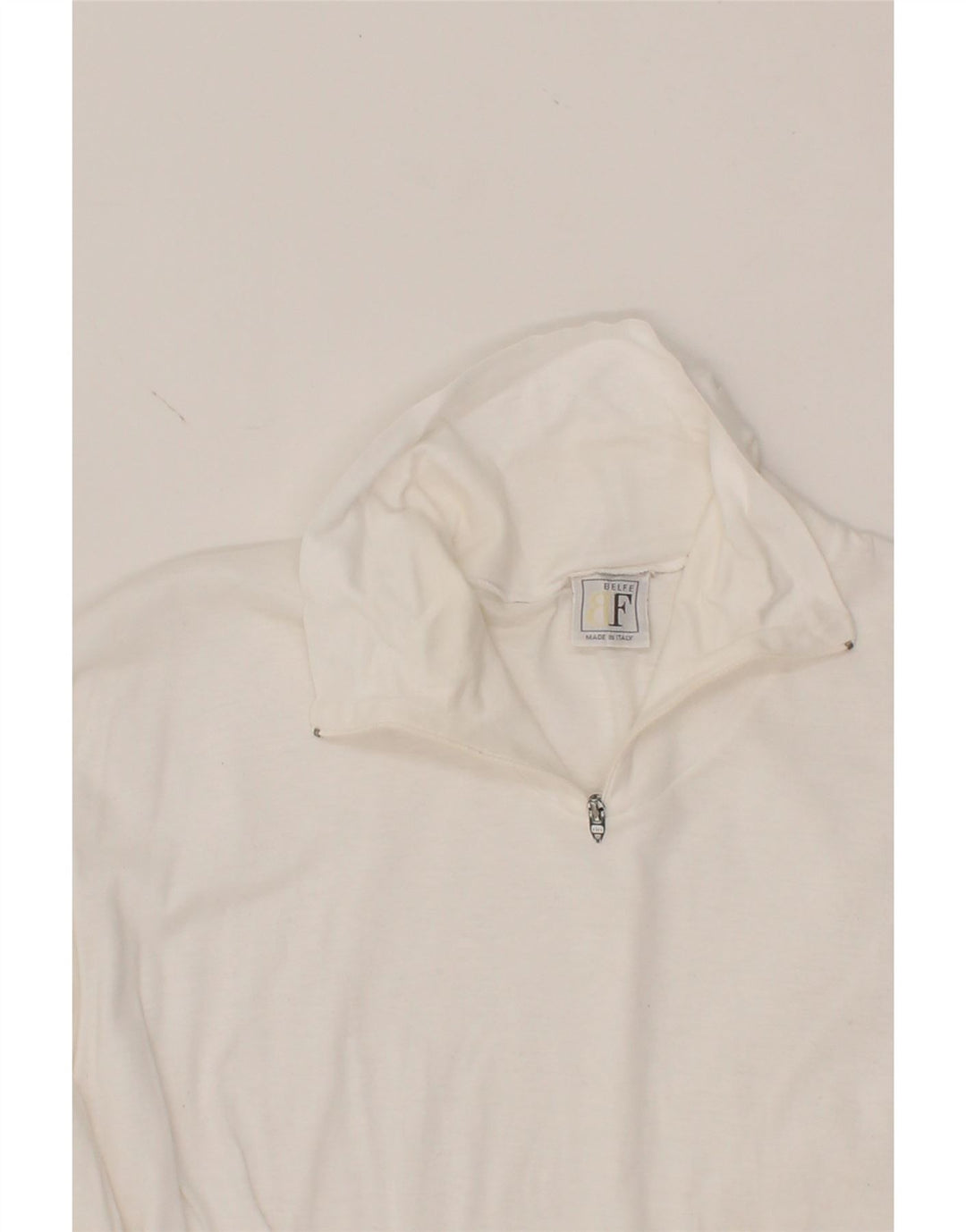 BELFE Mens Zip Neck Pullover Tracksuit Top UK 44 XL White Cotton Vintage Belfe and Second-Hand Belfe from Messina Hembry 