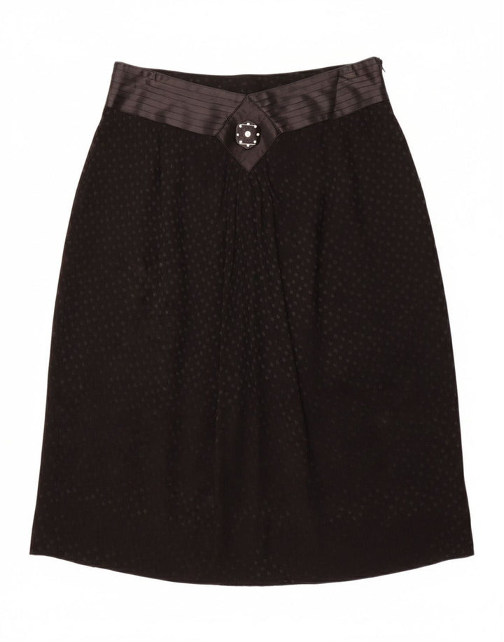 L.PUCCI Womens Straight Skirt IT 46 Large W30  Black Spotted Acetate