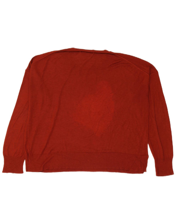 Maglione maglione oversize con scollo a barca da donna Zara UK 10 piccolo bordeaux