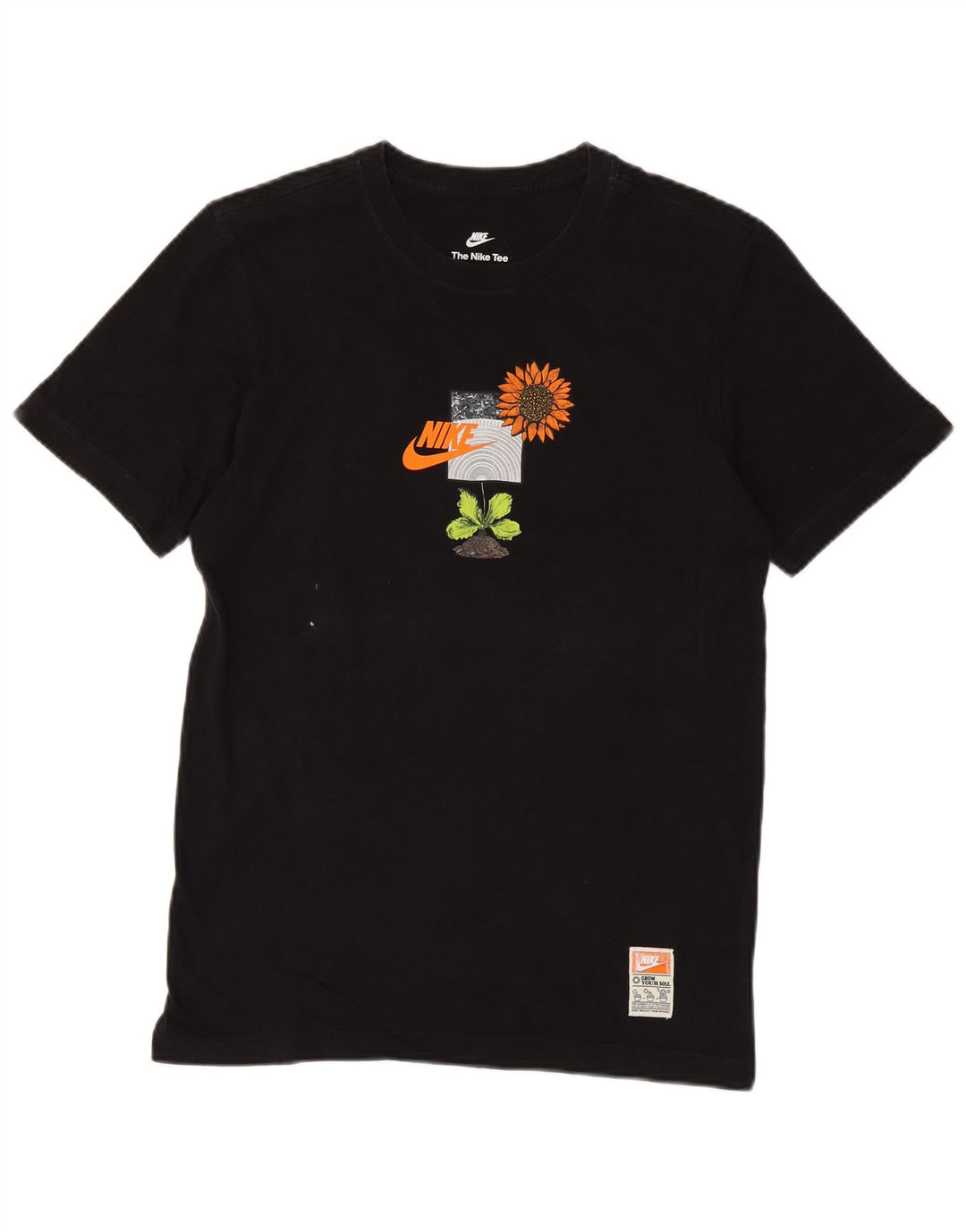 T-shirt grafica da uomo NIKE Top piccolo nero floreale