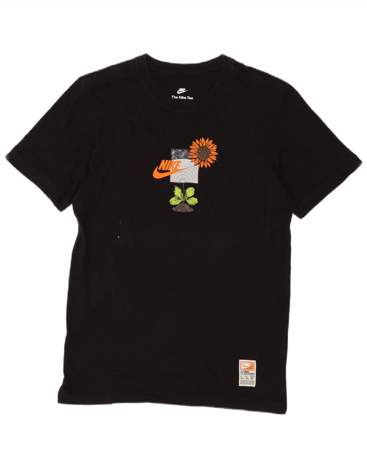 T-shirt grafica da uomo NIKE Top piccolo nero floreale