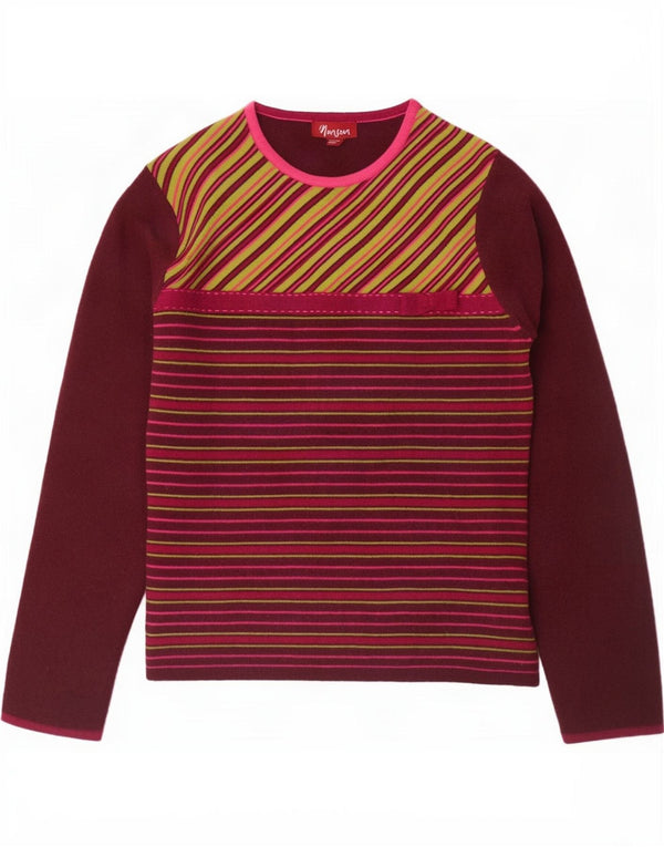 Maglione maglione con scollo a barca da donna Monsoon UK 14 a righe bordeaux medio