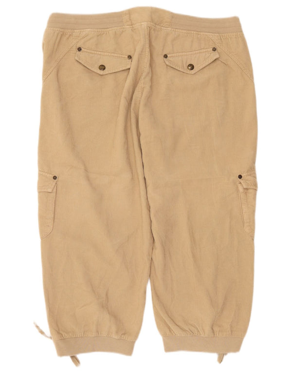 Pantaloni da donna Liu Jo Ajay Capri Cargo in velluto a coste IT 52 2XL W38 L21 Beige