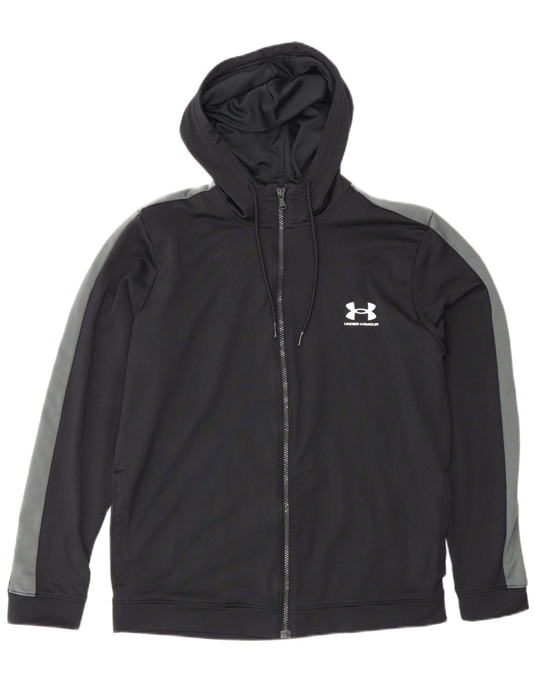 Felpa con cappuccio e zip aderente da uomo Under Armour, blocco colore nero medio