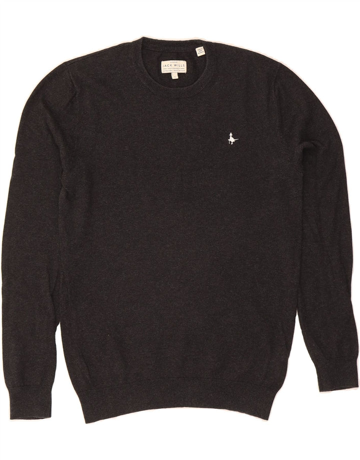 JACK WILLS Mens Crew Neck Jumper Sweater Small Grey Cotton Vintage Jack Wills and Second-Hand Jack Wills from Messina Hembry 