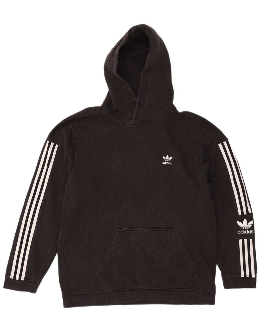 Felpa con cappuccio da uomo Adidas media in cotone nero