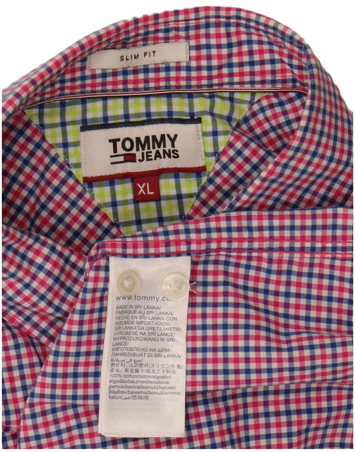 Camicia slim fit da uomo Tommy Hilfiger XL in cotone a quadretti multicolore