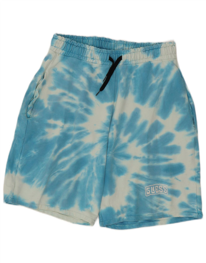 Pantaloncini sportivi da uomo Guess blu medio in cotone tie dye