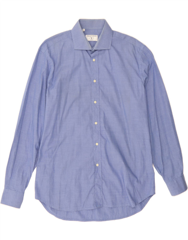 VALENTINO Mens Shirt Size 42 16 1/2 Large Blue Cotton Vintage Valentino and Second-Hand Valentino from Messina Hembry 