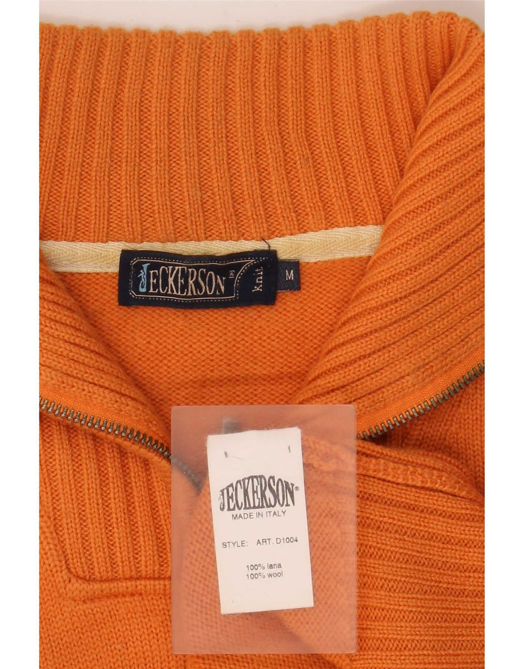 Jeckerson Maglione da uomo con zip grafica e collo in lana arancione medio