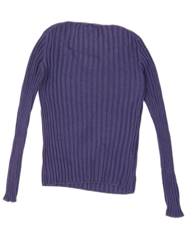 Maglione maglione con scollo a V da donna Massimo Dutti UK 10 piccolo cotone viola
