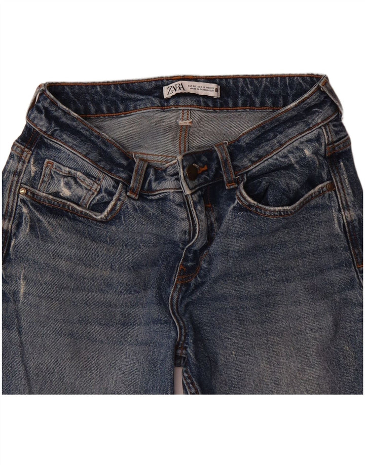 ZARA Womens Distressed Cropped Jeans EU 38 Small W28 L23 Blue