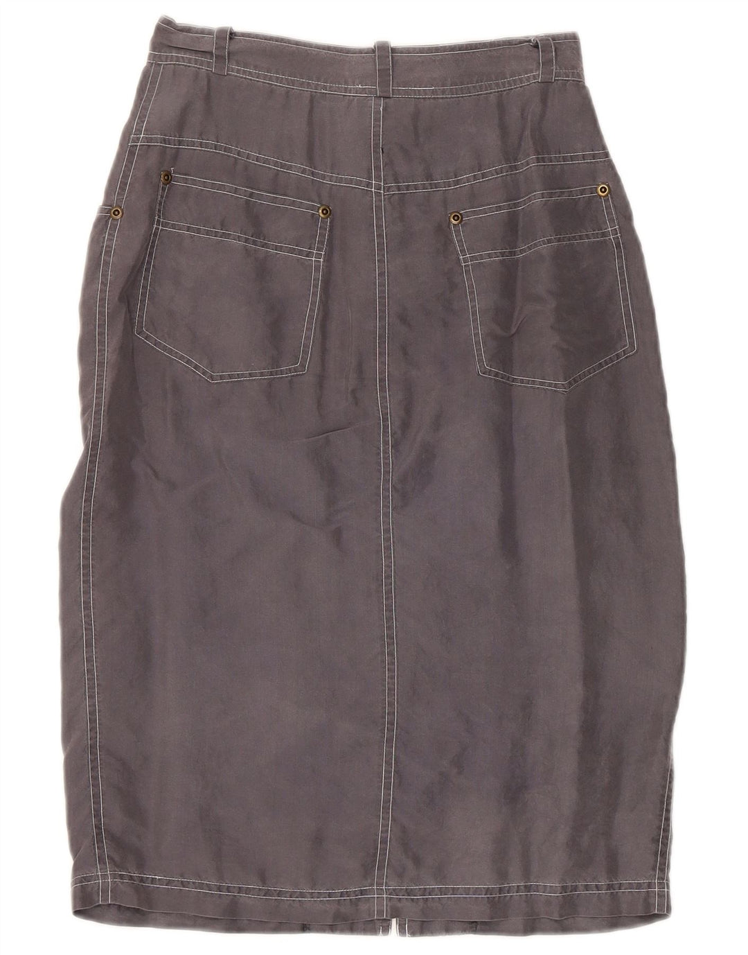 Gonna longuette vintage da donna piccola W24 in seta grigia