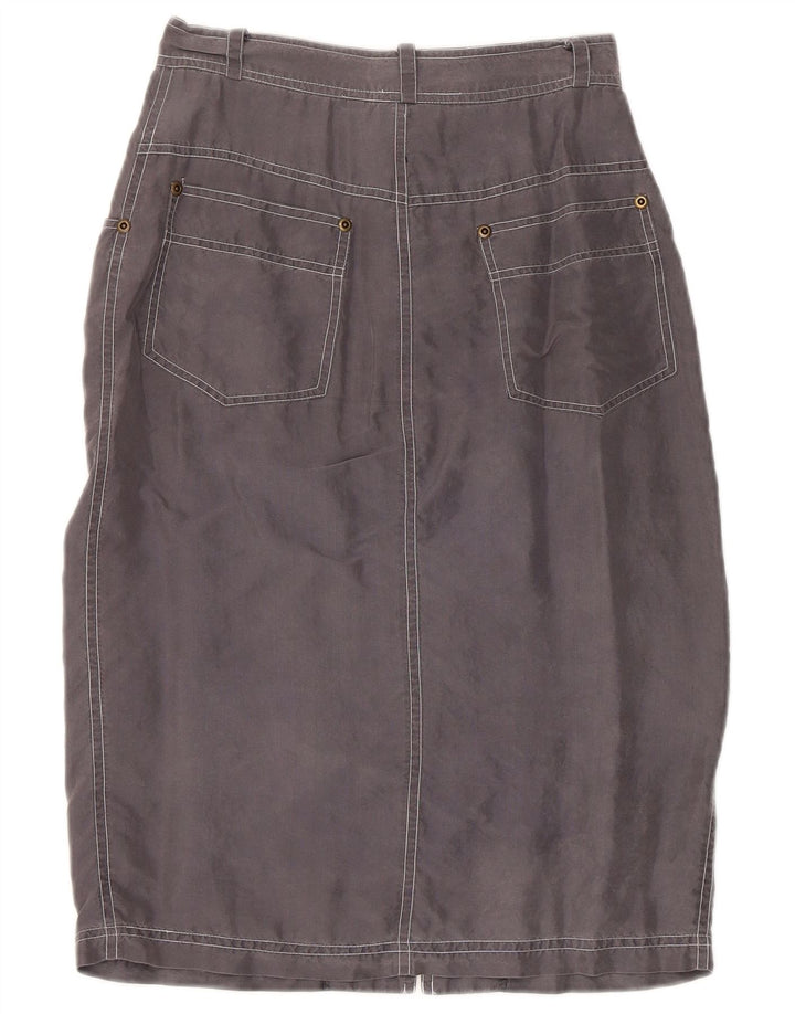 Gonna longuette vintage da donna piccola W24 in seta grigia