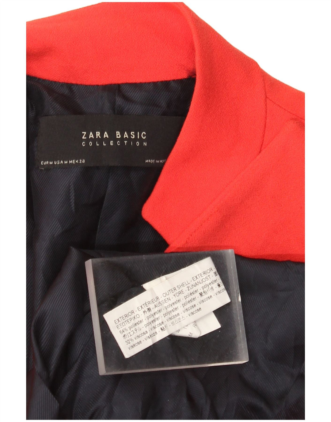 Giacca blazer lunga da donna ZARA UK 12 medio rosso poliestere