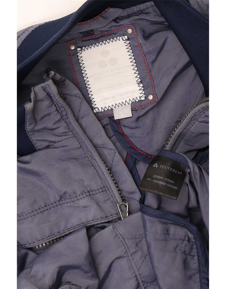 PEUTEREY Giubbotto bomber da uomo UK 40 Large Blu navy Colourblock Poliammide