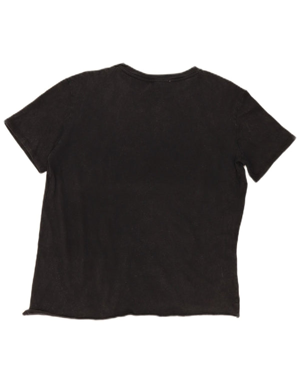 T-shirt vintage da donna Top UK 14 grande nera