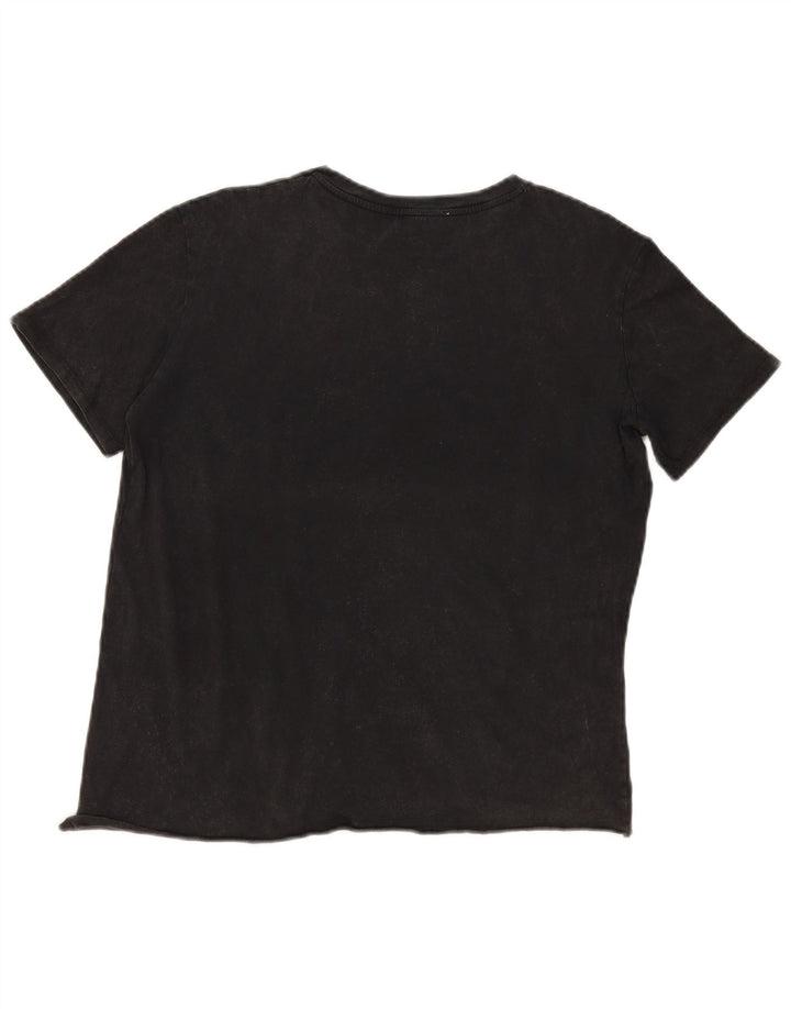 T-shirt vintage da donna Top UK 14 grande nera