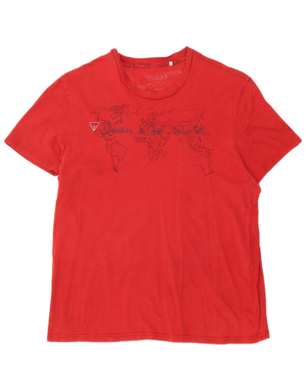 T-shirt grafica da donna Guess UK 18 XL Rossa
