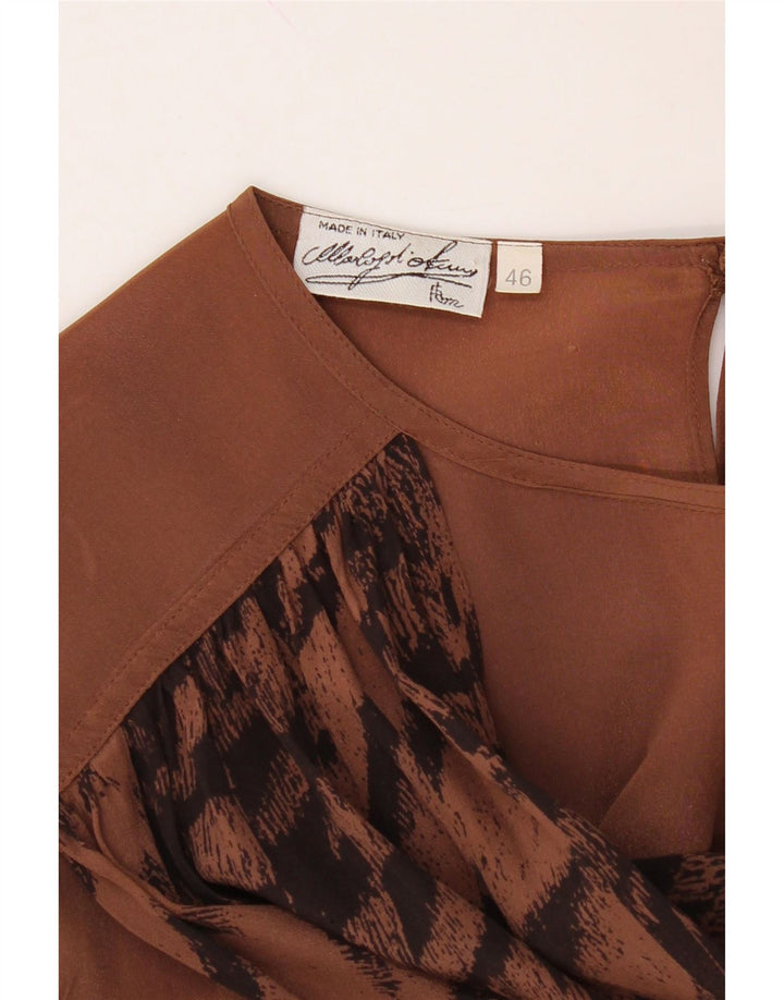 VINTAGE Womens Long Sleeve Blouse Top IT 46 Large Brown Argyle/Diamond Vintage Vintage and Second-Hand Vintage from Messina Hembry 