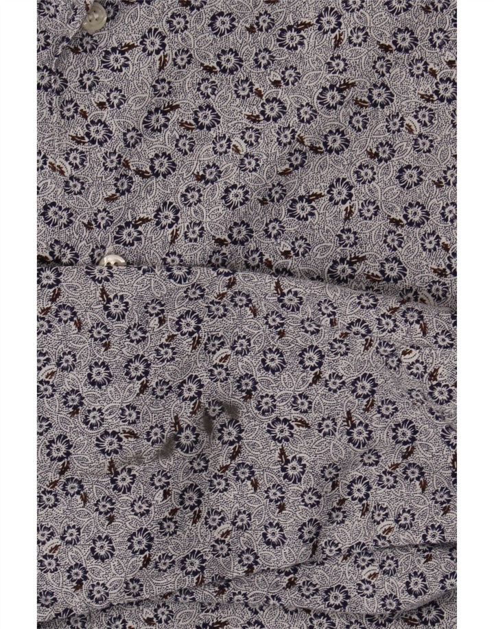 Camicia vintage da uomo blu medio floreale