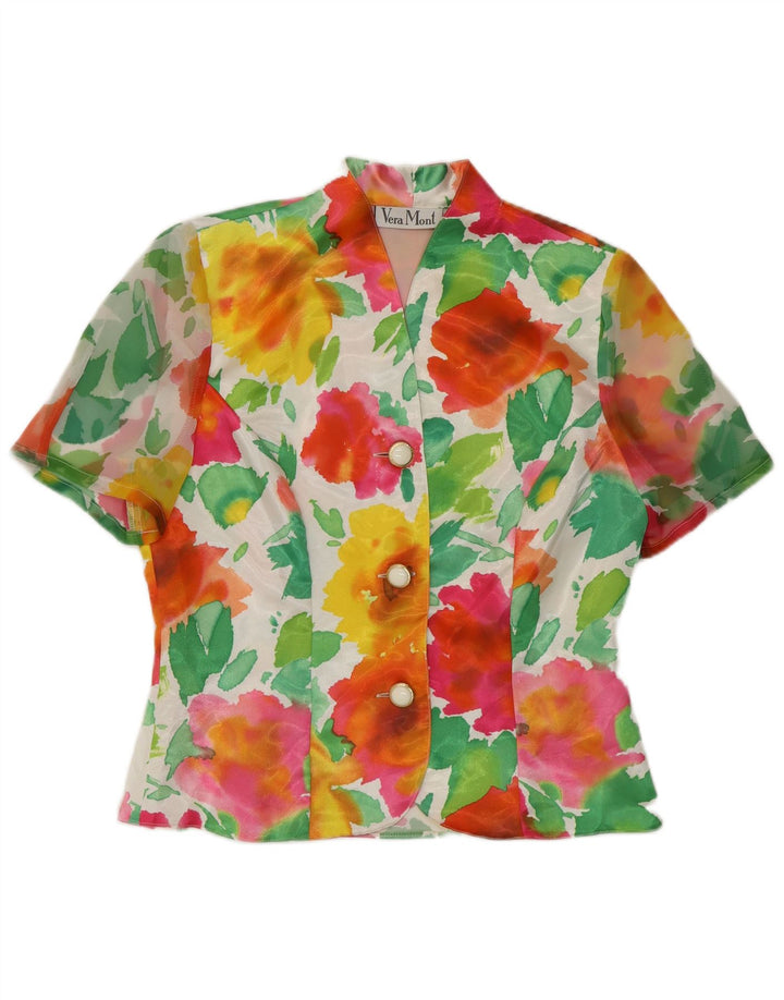 Camicetta trasparente da donna Vera Mont UK 12 media floreale multicolore