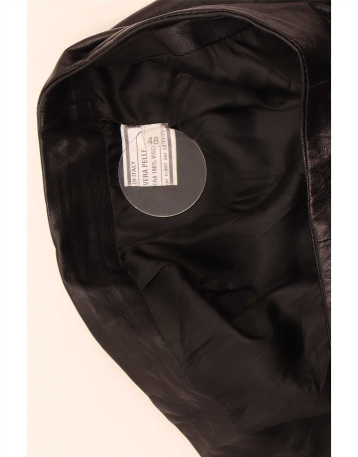 Gonna in pelle vintage da donna IT 48 XL W32 Pelle nera