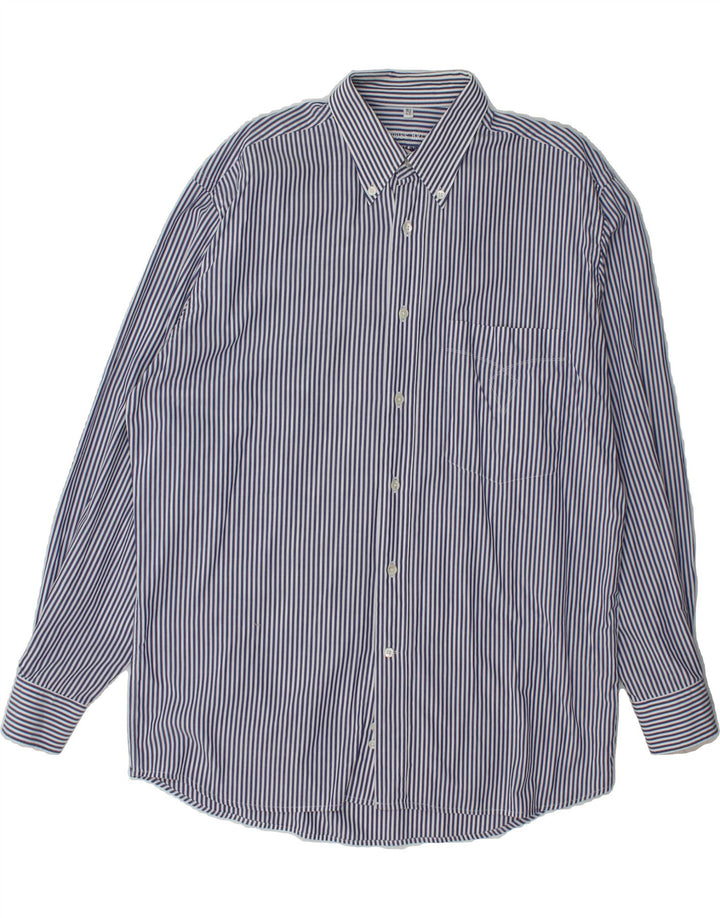 JACQUES BRITT Mens Shirt Size 42 16 1/2 Large Navy Blue Striped Vintage Jacques Britt and Second-Hand Jacques Britt from Messina Hembry 