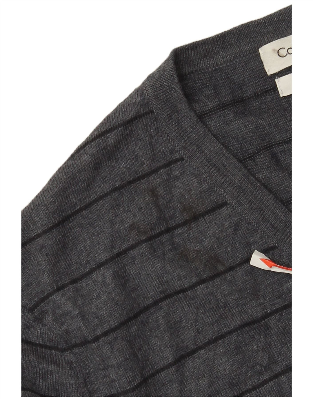 Maglione da uomo con scollo a V Calvin Klein in lana merino a righe grigio medio