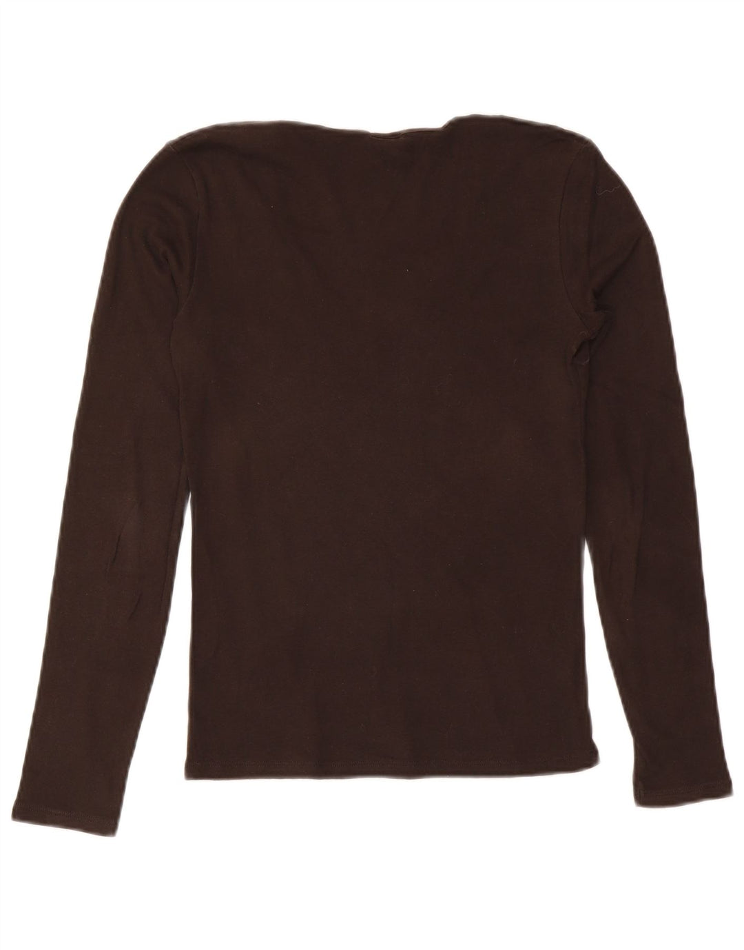 Top da donna Benetton manica lunga UK 14 cotone marrone medio
