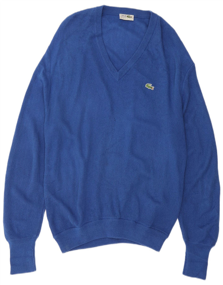 Maglione da uomo con scollo a V Lacoste blu medio in acrilico