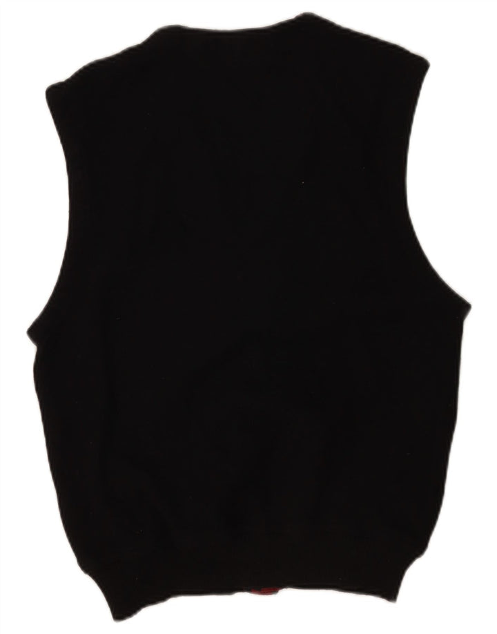 POP 84 Maglione cardigan senza maniche da uomo piccolo in lana nera