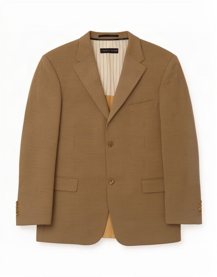 Giacca blazer a 2 bottoni da uomo Tommy Hilfiger IT 52 XL viscosa a quadretti beige