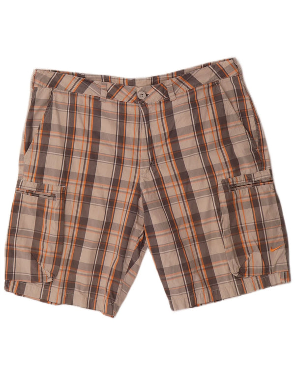 Pantaloncini cargo da uomo NIKE W36 grandi in cotone a quadri grigi