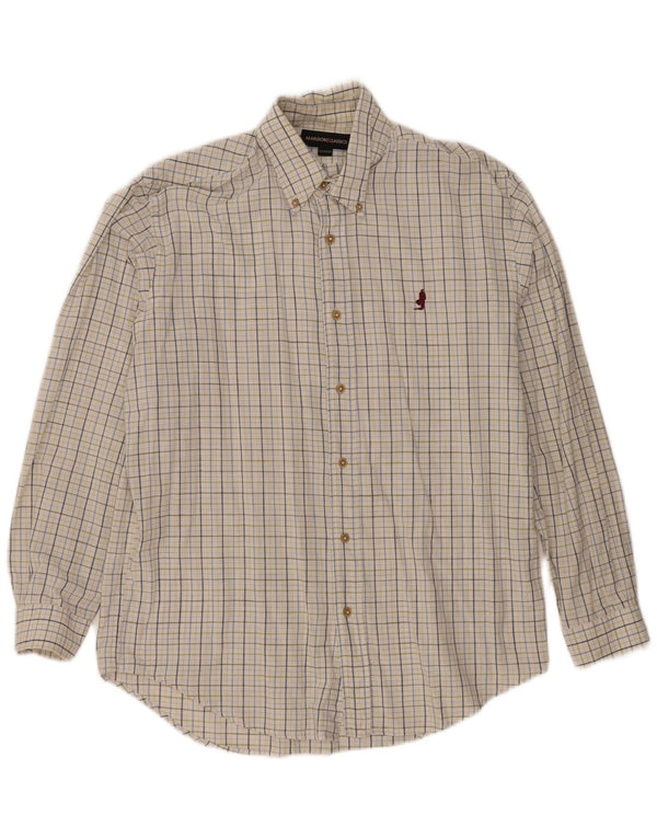 Camicia da uomo Marlboro Classics in cotone a quadri bianchi medi