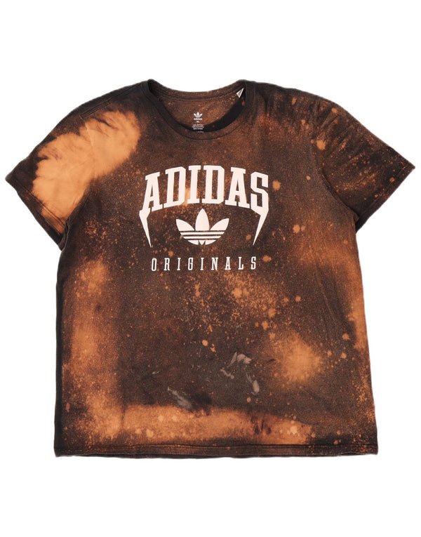 T-shirt grafica da uomo Adidas Top XL in cotone tie-dye marrone
