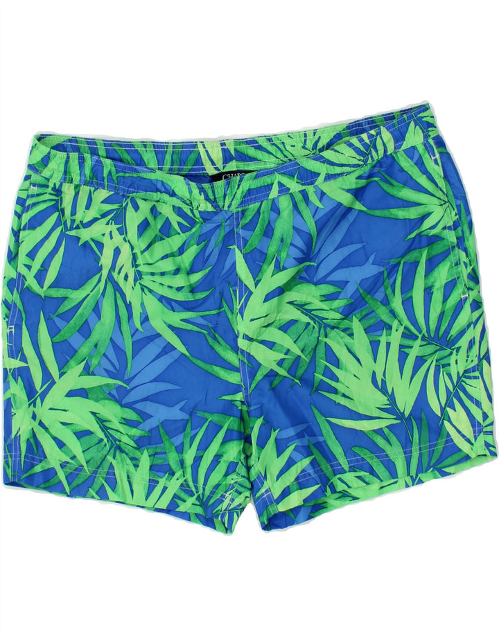 CHAPS Mens Abstract Pattern Swimming Shorts 2XL  Blue Polyester Vintage Chaps and Second-Hand Chaps from Messina Hembry 