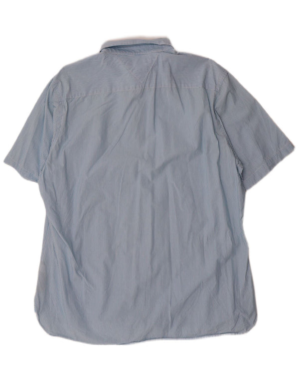 Camicia da uomo a maniche corte personalizzata Tommy Hilfiger XL in cotone a righe blu