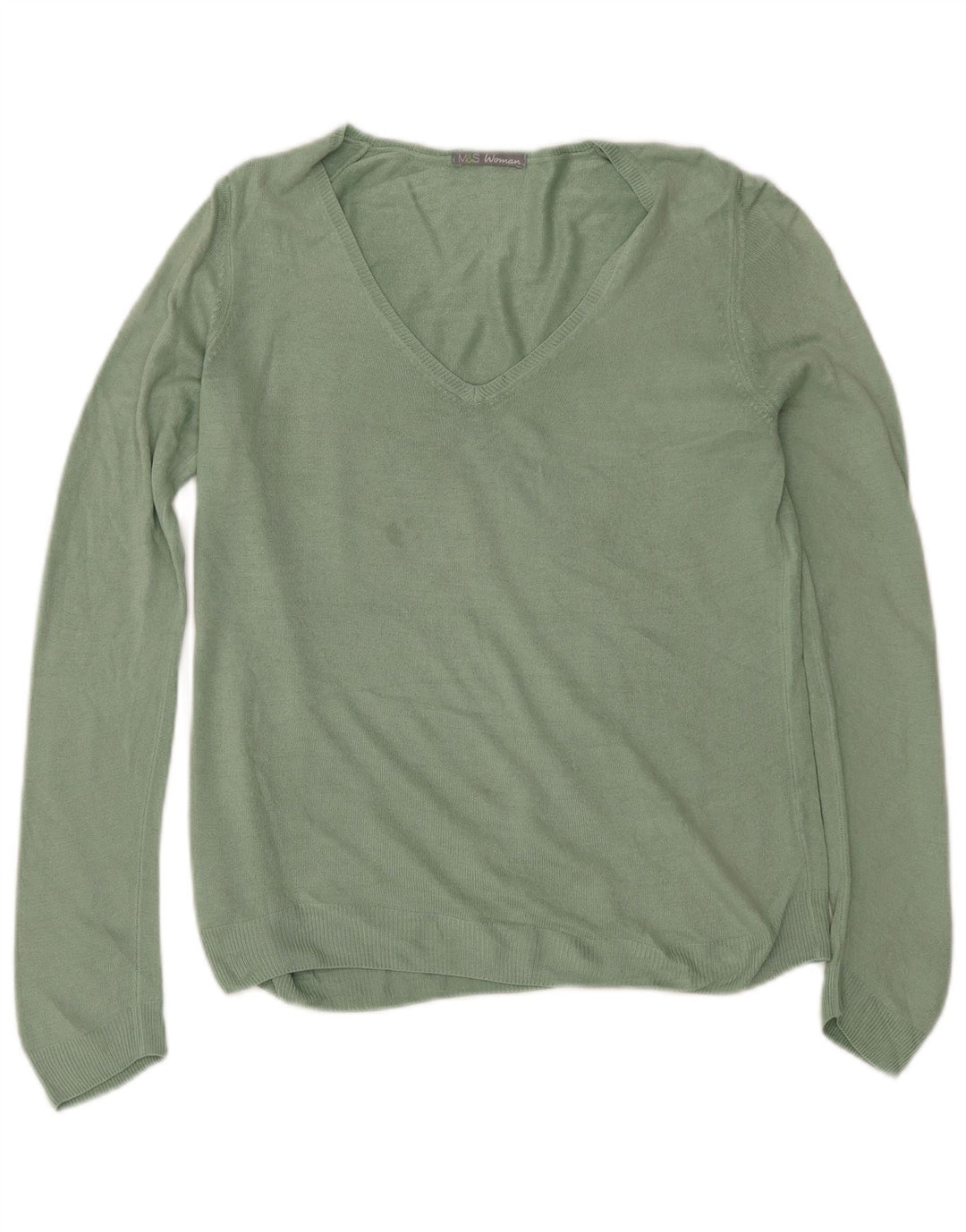 Maglione maglione con scollo a V da donna Marks & Spencer UK 12 Verde medio