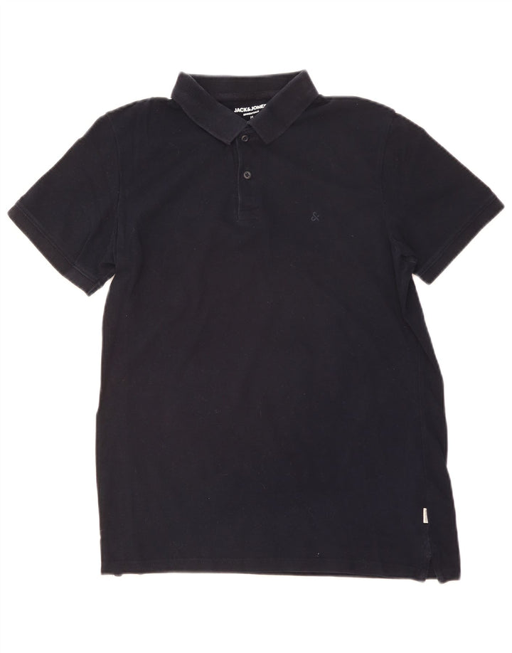 JACK & JONES Polo da uomo media in cotone blu navy