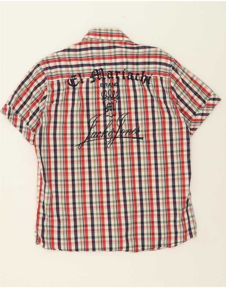 JACK & JONES Mens Graphic Short Sleeve Shirt Large Multicoloured Check Vintage Jack & Jones and Second-Hand Jack & Jones from Messina Hembry 